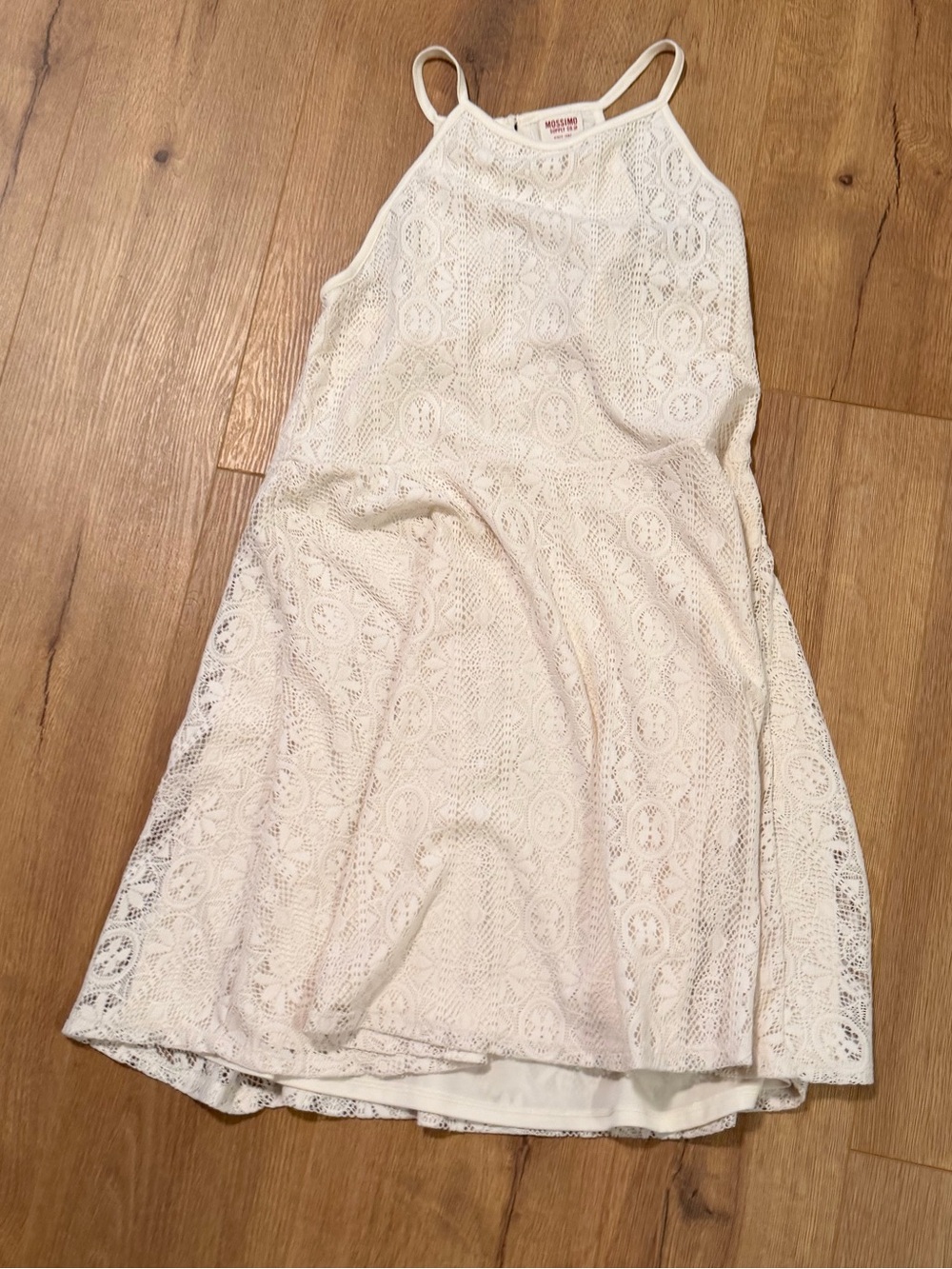 Mossimo Supply Co. Cream Crochet Halter Mini Dress
